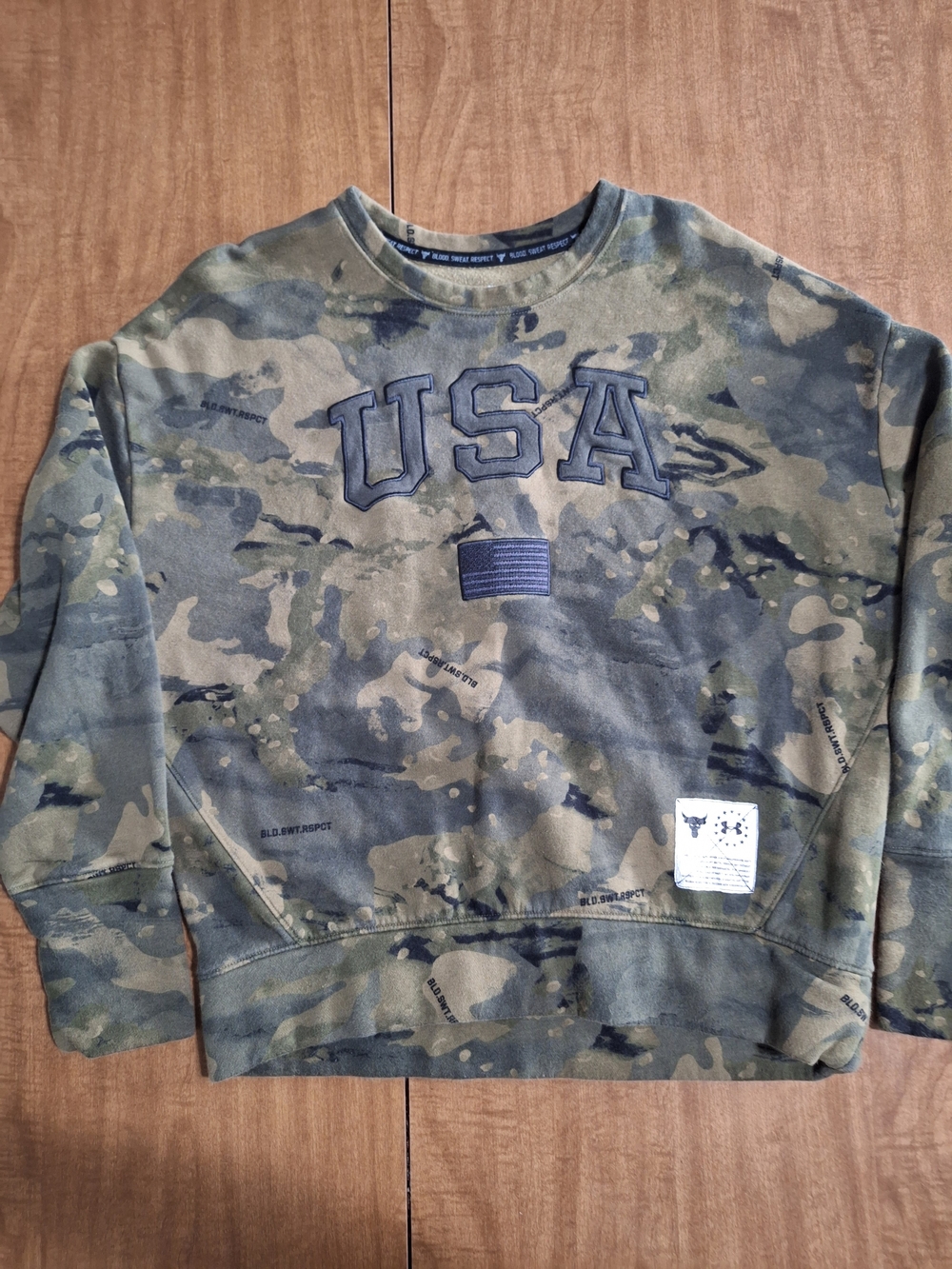Under Armour Project Rock USA Camo Crewneck Sweatshirt Small